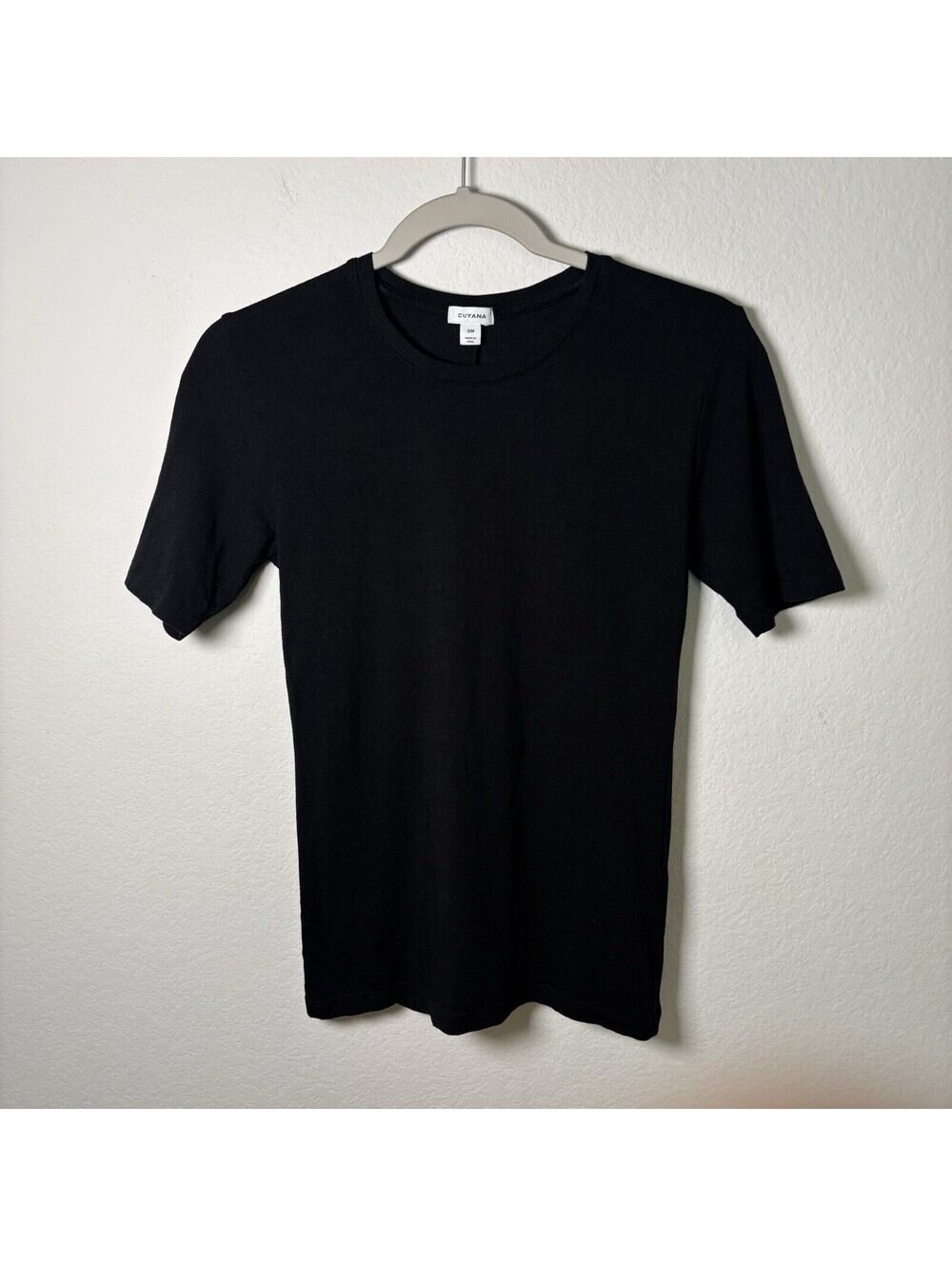 Cuyana T Shirt Womens S Black Short Sleeve Pima Cotton Peru Minimal Luxury Chic